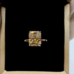 Solid 14k gold 5ct radiant cut moissanite ring